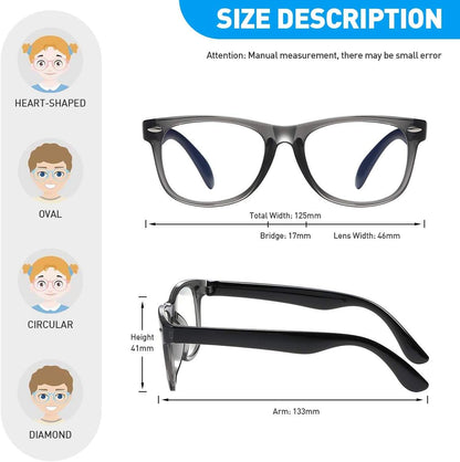 Kids Blue Light Blocking Glasses Girls Boys 2 Pack, Computer Video Gaming Glasses for Kids Girls Boys Age 3-9,Anti Blue Light & Headache (Transparent Black + Transparent Pink)